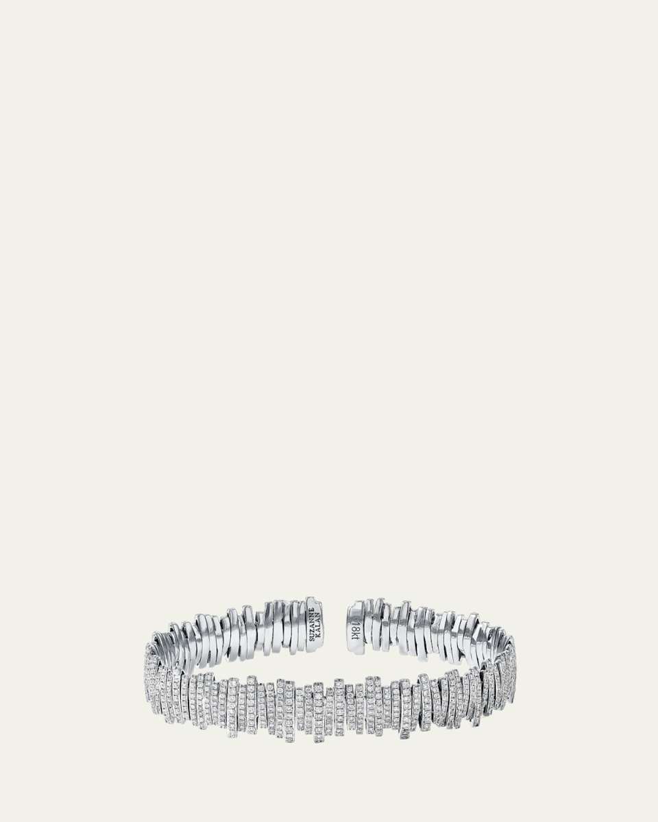 18K White Gold Classic Diamond Full Pavé Cuff Bracelet